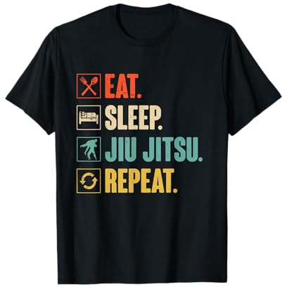 Eat Sleep Jiu-Jitsu Repeat Funny Jiujitsu Martial Art Combat T-Shirt
