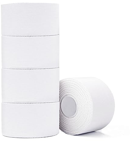 ADMITRY 5 Rolls Zinc Oxide Tape,3.8cm x 10m Athletic Tape,Sports Strapping Tape for Ankle,Wrist,Knee,Finger - Climbing,BJJ,Boxing,Jiu Jitsu,Blister Prevention
