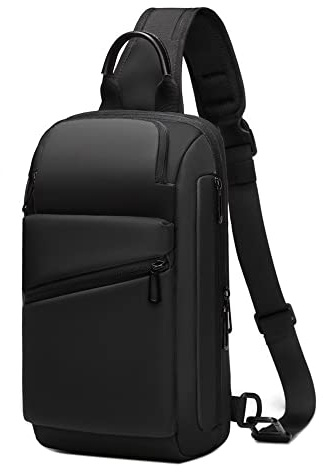 Vmokki Schulterrucksack Herren Sling Rucksack für Arbeit Reise Outdoor Alltag Umhängetasche Brusttasche Crossbody Sling Bag Daypack Wasserdicht (Schwarz)
