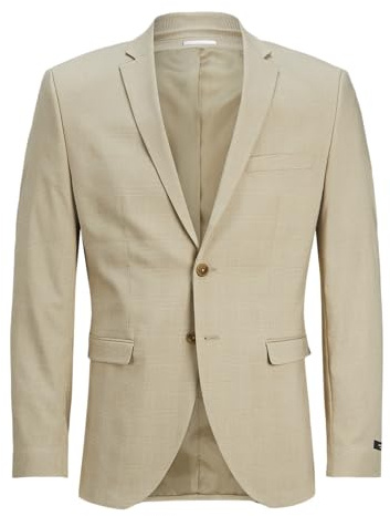 JACK & JONES Jprsolaris Blazer à Carreaux Sn Veste de Costume, Travertine/Checks: Super Slim Fit, 56 Homme