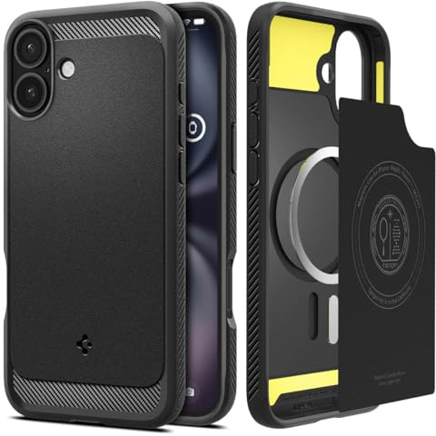 Spigen Rugged Armor MagFit Case for iPhone 16, Compatible with MagSafe Accessories - Matte Black