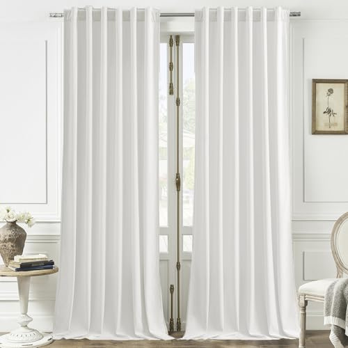 Timeper Tende in velluto bianco da 243,8 cm, 2 pannelli, lussuose tende per camera da letto, soggiorno, decorazione per le vacanze, super morbide, con linguetta posteriore e tasca per asta, 132 x 244
