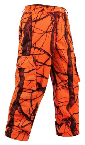 GUGULUZA Orange Hunting Pants for Men, Silent Hunting Pants with Fleece Lining, Water Resistant Camo Clothes for Deer Hunting, 3XL