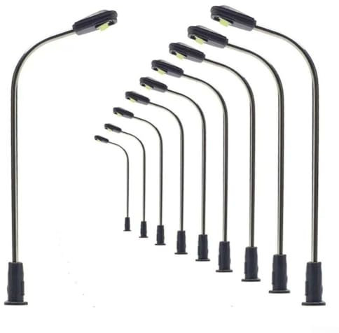 Miniature Lights, Warm White LED Street Lights, Plastic LED Mini Lamppost Street Model Railway HO Scale Lamps, Suitable For N, Gauge Model Trains Accessories