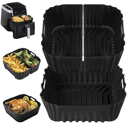 Ninipie 3 PCS Molde Silicona Freidora de Aire, Recipiente Air Fryer Para Cosori 5,5L/6L/6,2L, Accesorios Para Freidora de Aire Cecotec 6L, Bandeja Air Fryer Para Ninja AF180EU/Philips 6.2L NA230