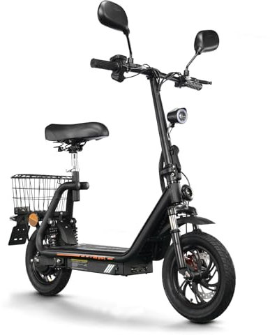TWOFISH E Scooter mit Straßenzulassung(EEC), Elektroroller für Erwachsene mit 48V 13Ah Akku, 30 km Reichweite, Elektro Scooter mit 12 Zoll Reifen, 3 Geschwindigkeiten, M5-PRO-E (Schwarz)