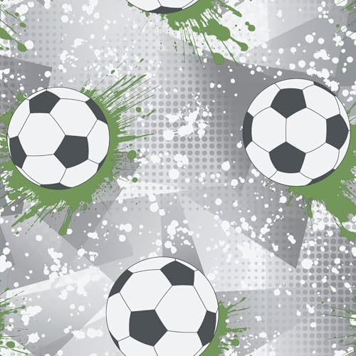 Holden Storybook Football Frenzy Sport Themed Metallic Textured Wallpaper for Kids Bedrooms, Playrooms in Grey/Green 14092