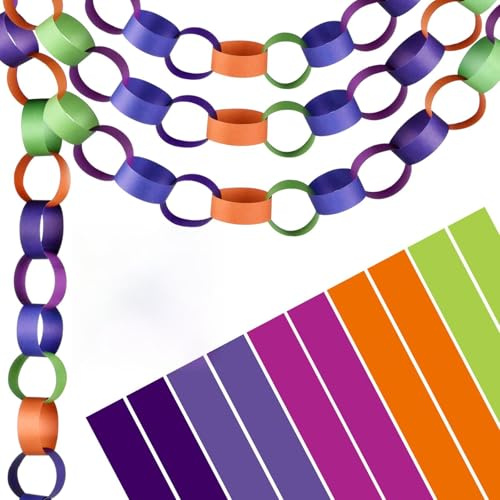 Morcheiong 300 Paper Chains Halloween Colorful Paper Strips for Crafting DIY Haunted House Party Decorations Supplies