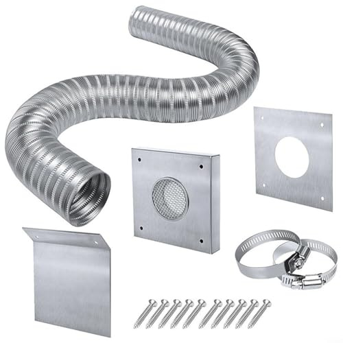 EffiFish Pellet Stove Air Intake System, With Rain Cover Wall Panel Screen Aluminum Elbow Pipe For Outdoor Installation