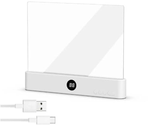 Luce per Libri, Luce da Lettura Piatta a LED Trasparente Ricaricabile con 3 Colori e Timer, Lampada a Pannello Dimmerabile Luce per Pagina Intera del Libro per Leggere a Letto di Notte, Regali