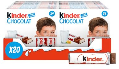 Kinder Petites barres de chocolat, boîte-cadeau de chocolat en vrac, tablette de chocolat au lait fine fourrée au lait, paquet de 20 x 50 g