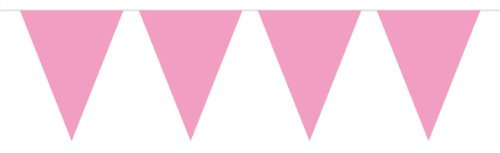 10x Wimpelkette Uni hell rosa 10m lang wetterfest aus Kunststoff