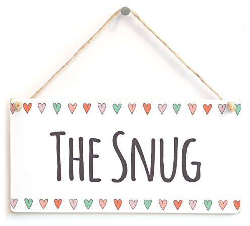 The Snug Hanging Door Sign, Pastel Heart Room Decor | Pastel snug room sign