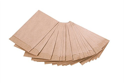 Mini Flachbeutel Papier, 100 Stück: Papiertüten Braun, Beutel Klein, Geschenktüte Weihnachten & Advent, Gewürze & Give-Away, Papierbeutel zum Befüllen, Kekstüten, Kraftpapier Tüten, 5,3 x 7,8 cm