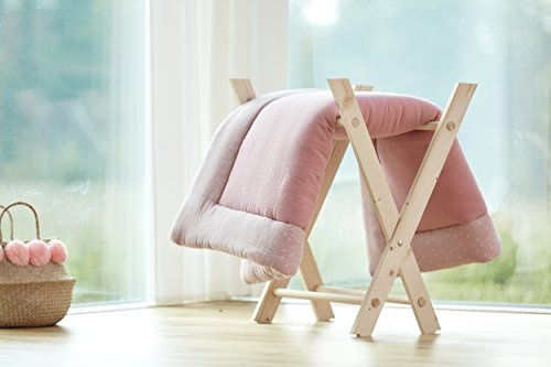 KraftKids Krabbeldecke Musselin rosa, gepolsterte Babydecke aus hochwertiger Baumwolle in den Maßen 100 x 135 cm