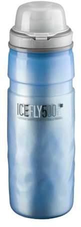 ELITE Ice Fly 500ml Azul – Botella térmica ciclismo – Mantiene frío 2.5h – Doble pared – Sin BPA