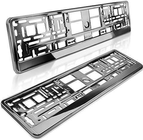 schildEVO 2 Kennzeichenhalter | Dark Chrom Metallic Hochglanz | Anthrazit Graphit | Chrom Look | Nummernschildhalter | DHL-Versand