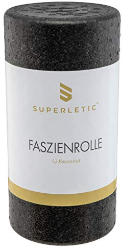 SUPERLETIC Rodillo de masaje para fascia esencial, medio suave, alivio del dolor, para fascia, entrenamiento, columna vertebral, pilates, 100% reciclable, color negro