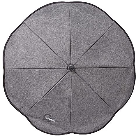 Gesslein Sonnenschirm Design 703 mit Universalhalterung von Gesslein, Sonnenschutz für Kinderwagen & Buggys│70cm Durchmesser, biegsam, 3-fach verstellbar, für Rund- und Ovalrohre, grau meliert