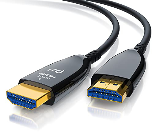 CSL - HDMI Kabel 2.1 Glasfaser - 8K 120Hz – 4k 240Hz - 20m optisches Kabel – HDR10+ - 3D eARC CEC – HDCP 2.3 - HDMI Kabel Ultra High Speed - vergoldete Kontakte – Glasfaserkabel Aluminiumstecker