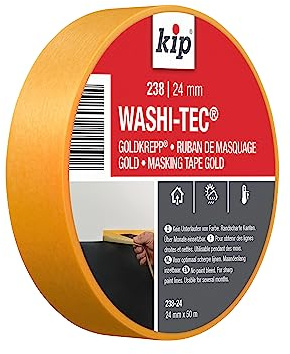 Kip Präzises Maler-Kreppband, 24 mm x 50 m, zum Malen und Dekorieren, rasiermesserscharfe Linien, Washi, Gold