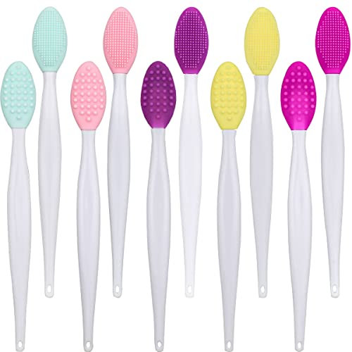 Doppelseitiger Silikon-Peeling-Pinsel, weiches Reinigungswerkzeug für Lippen, Nase, Lippen, Haut, Peeling-Werkzeug für glatteres und volleres Aussehen, Lippenpeeling-Werkzeug, Gesichtsreinigungsbürste