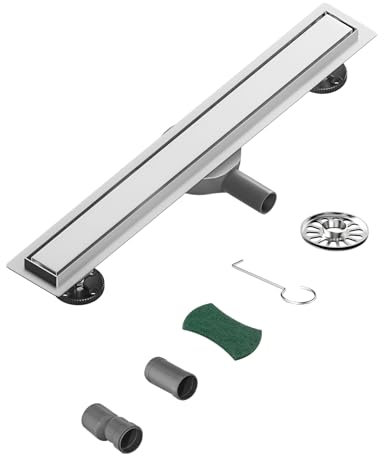 Neodrain Caniveau de Douche en Acier Inoxydable 360° Siphon Douche Italienne, Odeur et Filtre de Cheveux 90cm 2 en 1 à Carreler Drain de Sol Extra Plat