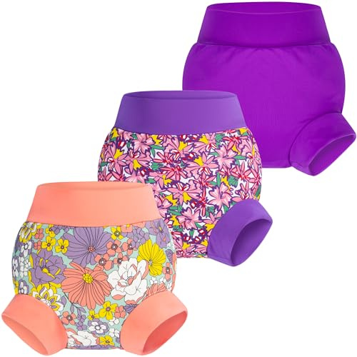 BIG ELEPHANT Baby Swim Diapers 3pcs, Reusable Adjustable Washable Waterproof Swimming Diaper for Boy's and Girl's, 12-24 Months