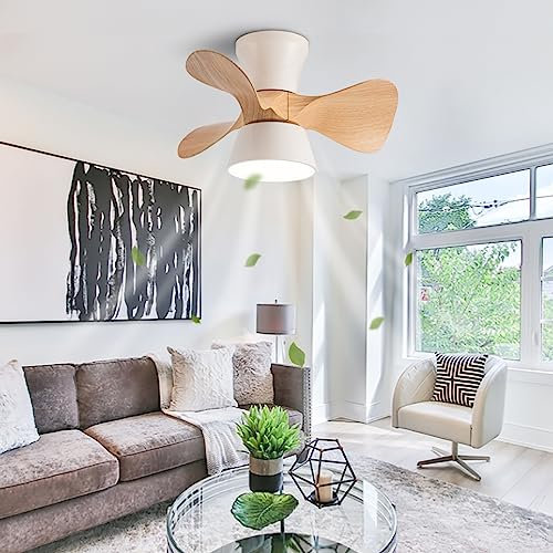 Lampe Ventilateur Plafond Moteur DC 55CM Petit Ventilateur De Plafond Avec Télécommande LED 3 Lumières Couleur Réversible 6 Vitesses Avec APP Timer Ventilateur Avec Lumière Pour Chambre À Coucher