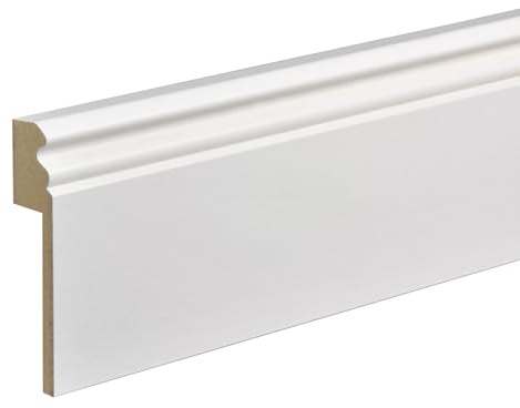 Kosche | Fliesenabdeckleiste | Hamburger Profil | MDF Foliert | 16 x 100 x 2500 mm | Weiß | Sockelleiste | Fußleiste | Hochwertig | Robust | 50 Meter