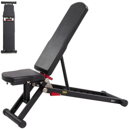 DHT Weight Bench, Adjustable Weight Benches for Home Gym, Workout Bench with Fast Folding, Incline Decline Bench Press for Full Body, Black