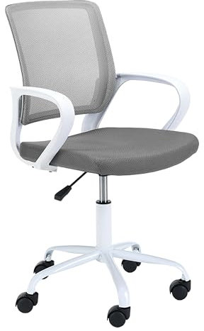 AKORD Büro-Stuhl für Kinder FD-6 | Bürostühle Ergonomisch mit Armlehne | Schreibtischstuhl | Office Chair | Drehbar | Höhenverstellbar | Maximale Belastung: 100 kg | Weiß | Grau