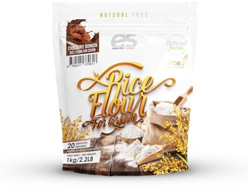 Harina de Arroz ESSENTIAL NUTRITION | Sabores: Fresa y nata; Chocolate, Ferrero y Natillas 1 Kg 100% Natural Rice Flour | (ferrero)