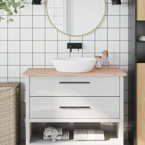 Camerina Piano Bagno 100x50x1,5 cm in Legno Massello di Faggio,Accessori Lavandini,Piano Bagno,Piano Bagno per Lavabo(SPU:355985)