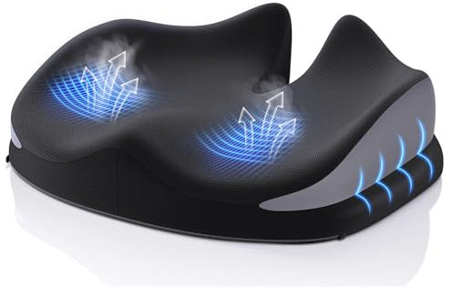 Benazcap Sitzkissen Orthopädisch, Memory-Schaum Steißbein-Sitzkissen, Steißbein-Entlastung für Auto, Sofa, Büro und Rollstuhl, Schwarz