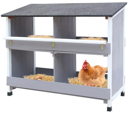 Legenester für Hühner, Hühnernest mit geneigtem Boden, mit Lüftungslöchern, Leichte Reinigung, 4 Abteile Hühnerstall Winterfest LxBxH 82 x 38 x 82 cm, Legkammer