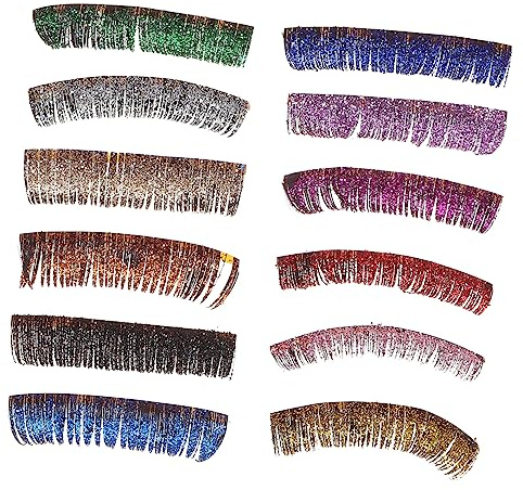 6 Paires Faux Cils Colorés À Paillettes, Extensions De Cils Synthétiques Pour Maquillage, Accessoires De Fête Et Cosplay, Longueur 15Mm, Facile À Appliquer