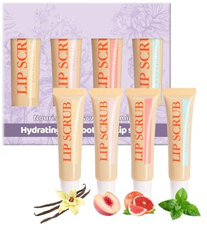 Stick Scrub Labbra, Scrub Labbra Esfoliante - Scrub Labbra Idratante Labbra Esfolianti, Set Scrub Labbra 4X, Prodotti Per La Cura Delle Labbra