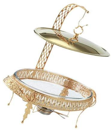 perfk Set da buffet Chafing Dish Scaldavivande con coperchio sospeso con staffa Oro Pratico e alla moda Scaldavivande per catering per cena, 3 L