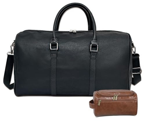 Männer Business Reisetasche, einstellbare große Kapazität Tragen Sie auf Duffel Tasche PU Leder wasserdichte Weekender Tasche,Nacht Tasche für Männer Frauen (Black)