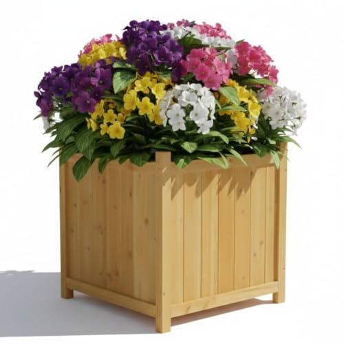 Mucola Blumenkübel Pflanzkasten FSC-Holz 50 cm inkl. Schutzfolie Braun | Übertopf für Blumen und Kräuter, pflegeleicht, robuste stabile Konstruktion, für Garten, Terrasse und Balkon