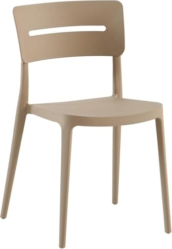 Cribel Set 4 Sedie Bella Tortora in Polipropilene | Sedie Impilabili per Cucina, Sala da Pranzo, Giardino e Bar | Design Moderno, Resistenti e Facili da Pulire (TORTORA)
