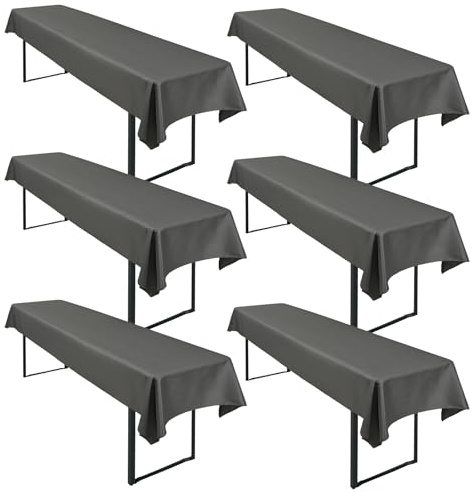 6 Stück Dunkelgrau Wasserfester Gebürstetes Biertisch Tischdecke 250 x 100cm Biertischtuch Geeignet für Familienfeiern Parties Bankette Bierzeltfestivals und andere Anlässe