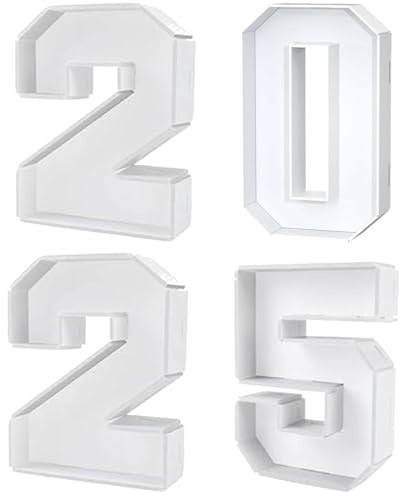 2025 Fillable Number Charcuterie Tray, Fillable Food Trays for Party Snacks, Candy, Cupcakes & Cookies, Foldable KT Board Letter Box for Graduation, Wedding, Baby Shower or Home Use (2025)