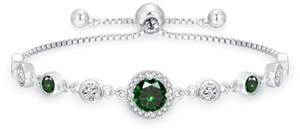 Loutade Armband Damen, Silber Infinity Armband mit Grün Cubic Zirkonia, 12-25cm Verstellbar Armkette, Unendlichkeit Grün Armkette Geschenke für Frauen Mama Freundin, Tennisarmband für Immer Liebe