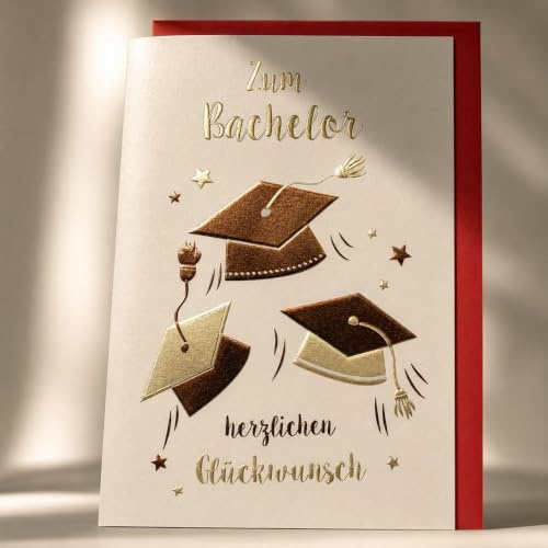 Michel Verlag Glückwunschkarte zum BACHELOR. Hochwertige Klappkarte, Gratulation Geschenkidee Studium beendet Bachelorabschluss Abschlussprüfung, inkl. Umschlag. 12x17cm, Made in Germany! (hochwertig)