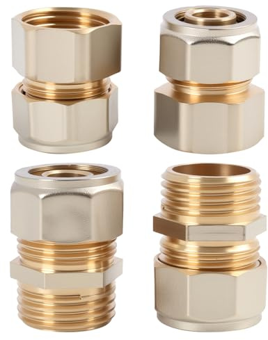 4 Pièces Raccords à Vis Compression en Laiton 16 mm x 1/2 AG, Raccord à Visser 16 x 2 avec Bague Durable, Raccord pour Tube en Cuivre et Raccords à Visser Haute Performance pour Plomberie et Chauffage