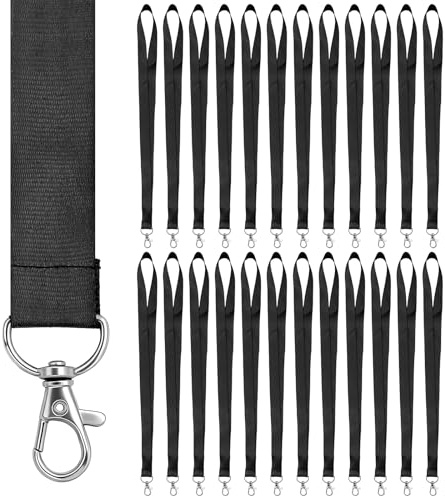 Piuluvor® 25 Stück Schlüsselband zum Umhängen 45 × 2 cm Lanyard Schwarz