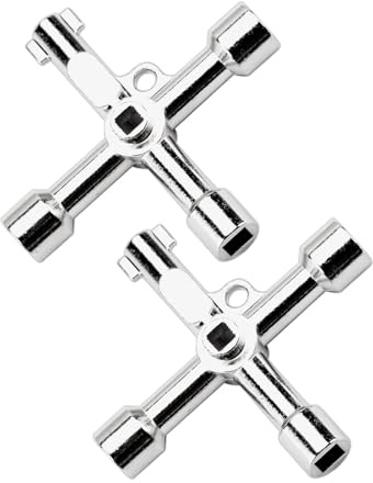 2Pcs Meter Box Key Gas Key, 4 Way Utility Key 7 in 1 Radiator Key Electrical Cabinet Key Universal Cross Key with Bit Panel Key Valve Key for Electric Elevator Cupboard Cabinet Water Gas Meter Opening