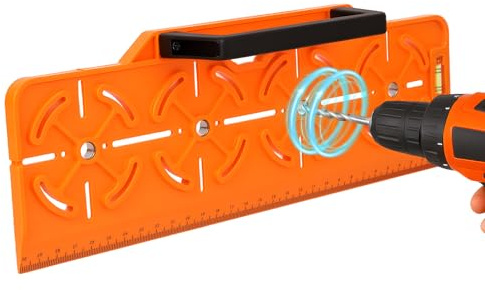 JANUIXCO Bohrschablone für Steckdosen, Schablone für Bohrkrone mit Griff und 30cm Lineal, 71mm Abstand | Elektriker Wasserwaage für Unterputzdose, Hohlwanddose, Trockenbau